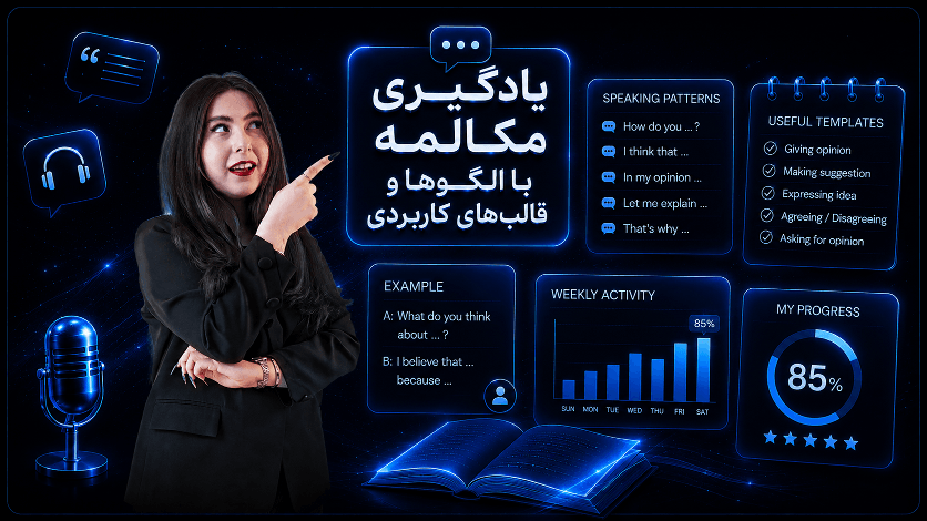یادگیری مکالمه با الگوها و قالب‌های واقعی زبان انگلیسی