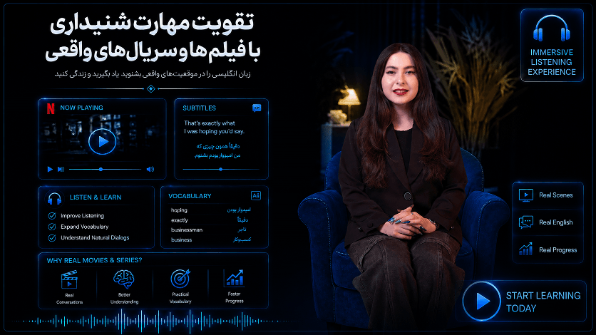 تقویت Listening با فیلم‌ها، سریال‌ها و مکالمات واقعی